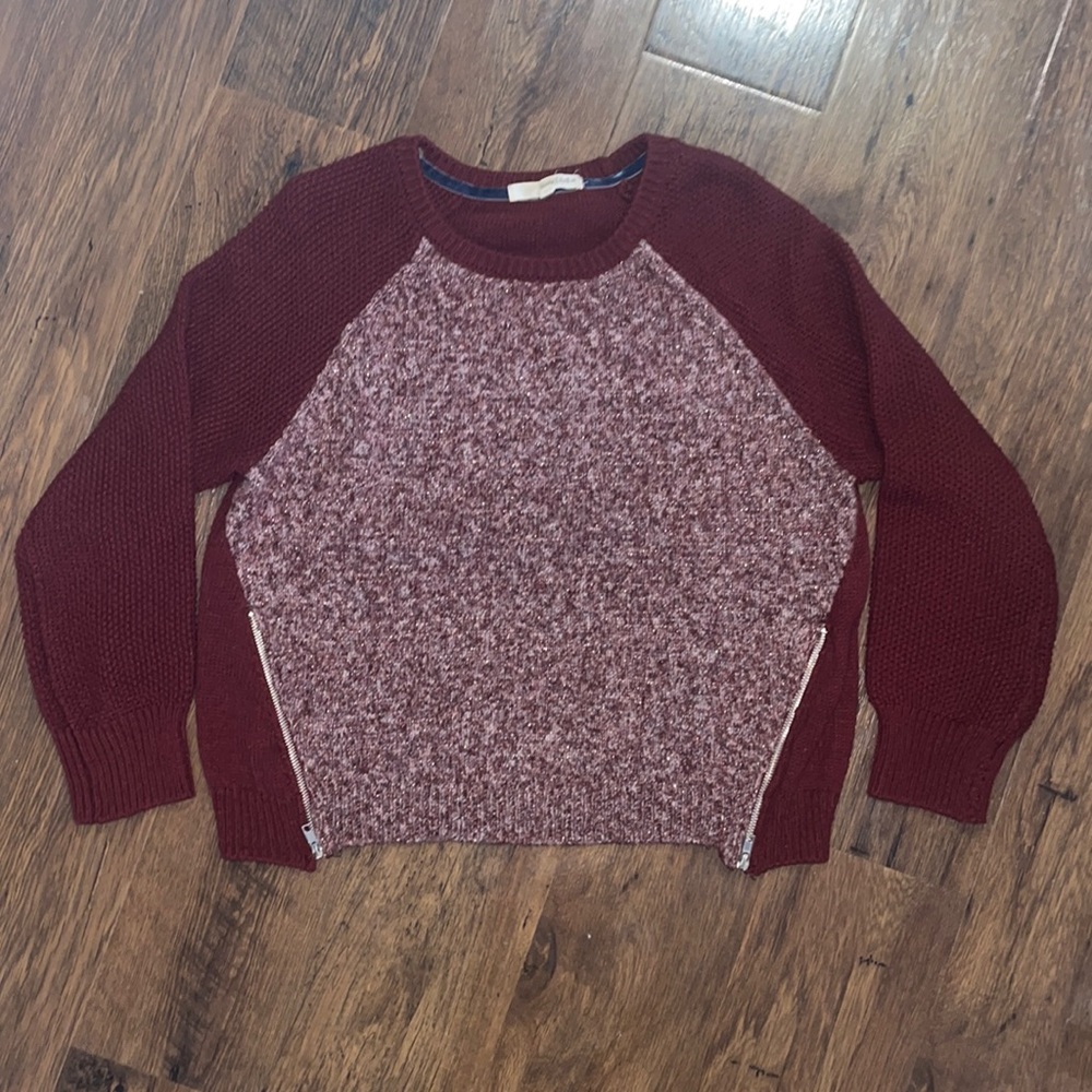 Women’s Rewind Crew Neck Sweater Heathered Knit side zip Sz medium